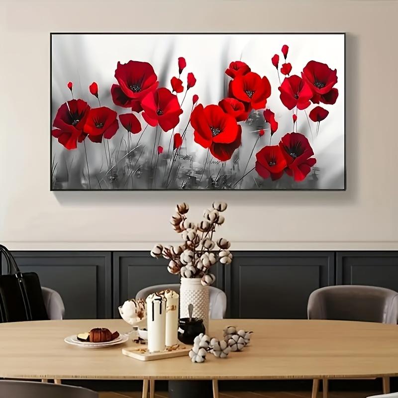 1pc Abstract Red Flower Painting Wall Art Decoration for Living Room Wall Decoration, Bedroom Wall Decoration, Canvas Wall Decor