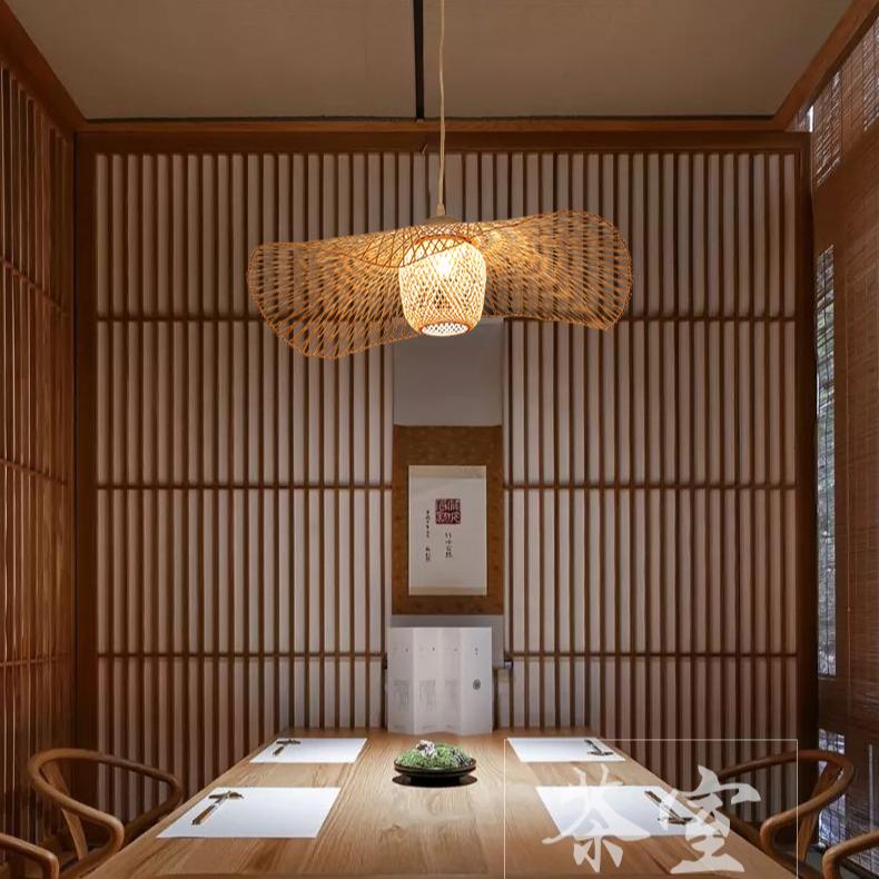 Chinese Style Bamboo Pendant Lights Creative Tatami Lights Lamp for Dining Room Restaurant Hanglamp E27 Suspension Luminaire