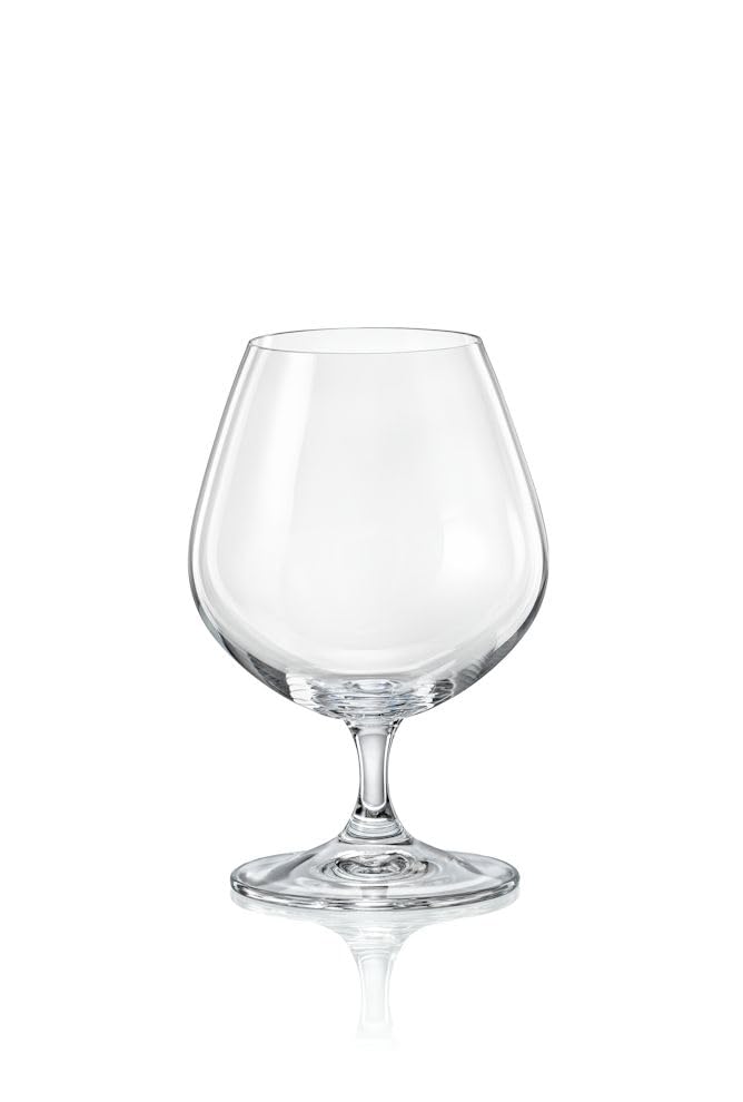 Bohemian Glass LARA Brandy Glasses, Set of 6, 400ml, Dishwasher Safe, 40415-400-6