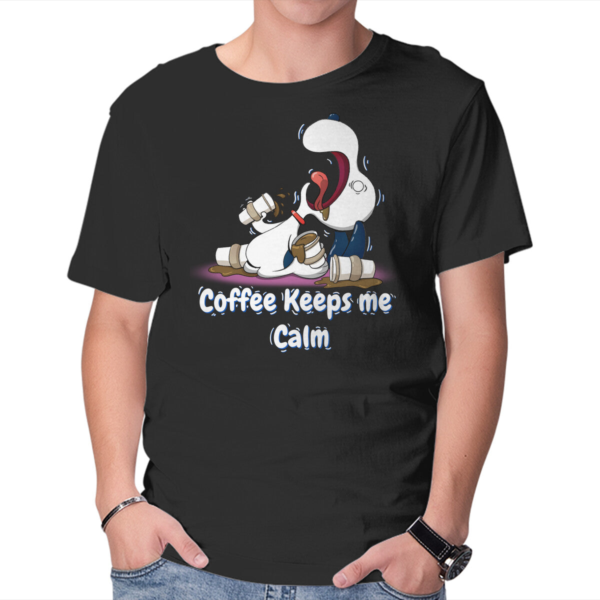 Unisex Crew Neck T-Shirt Keeps Me Calm Graphic Short Sleeve Casual Tee L