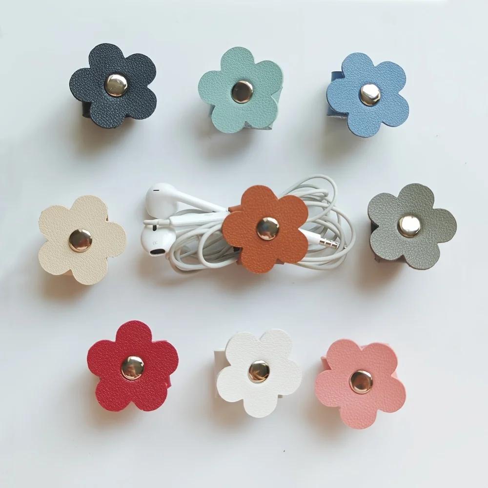 6 Pack Flower-Shaped Cable Ties, Data & Earphone Cord Organizer Clips, Scarf & Tablecloth Decor, Mixed Color, Non-Washable