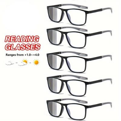 5 Piece Light Conversion Reading Glasses for Computer Driving Daily Use Unisex +1.00 To +4.00