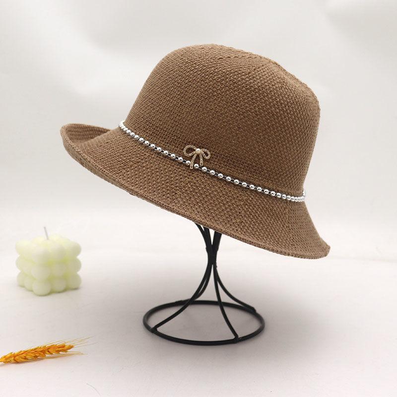 

New spring and summer knitted women s sunshade breathable bucket hat outdoor casual fashion small basin sunscreen hat basin hat Average Size 55-548cm
