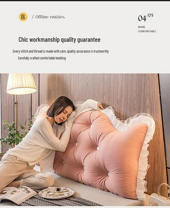 Princess Crown Removable & Washable Headboard Cushion – Large, Soft Upholstered Lumbar Pillow for Bedside & Tatami