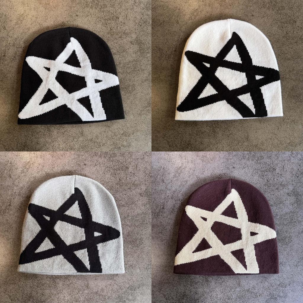 Winter Autumn Knit Hat With High Top Design And Star Pattern For Daily Wear