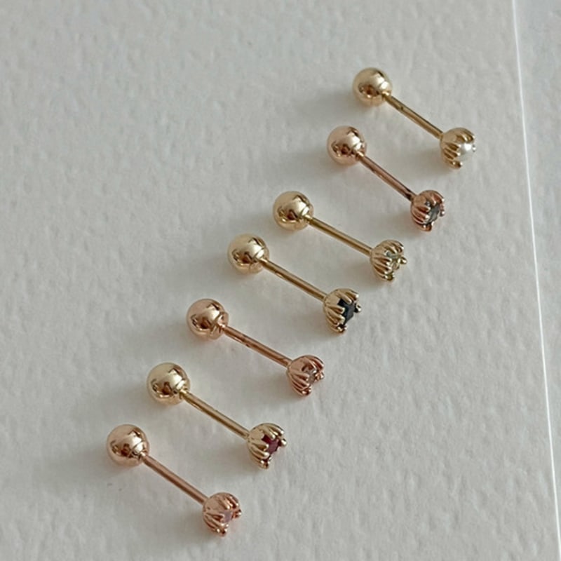 BettyU 14k Gold Natural Gemstone 2mm Mini Gold Piercing