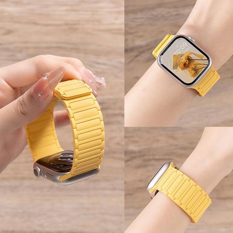 Magnetic Silicone Strap for Apple Watch Bands ultra 2 3 49mm 44mm 40mm 45mm 41mm 46mm correa Bracelet iWatch Series 11 10 9 8 Se