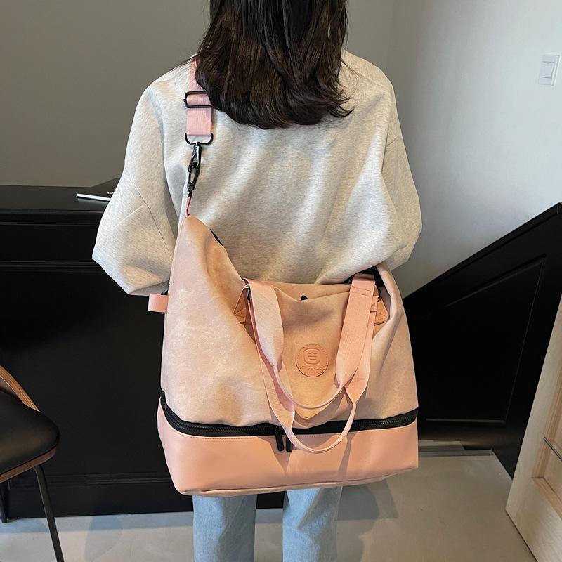 Trendy women's retro travel bag korean style shoulder crossbody yoga bag large capacity casual sports gym bag