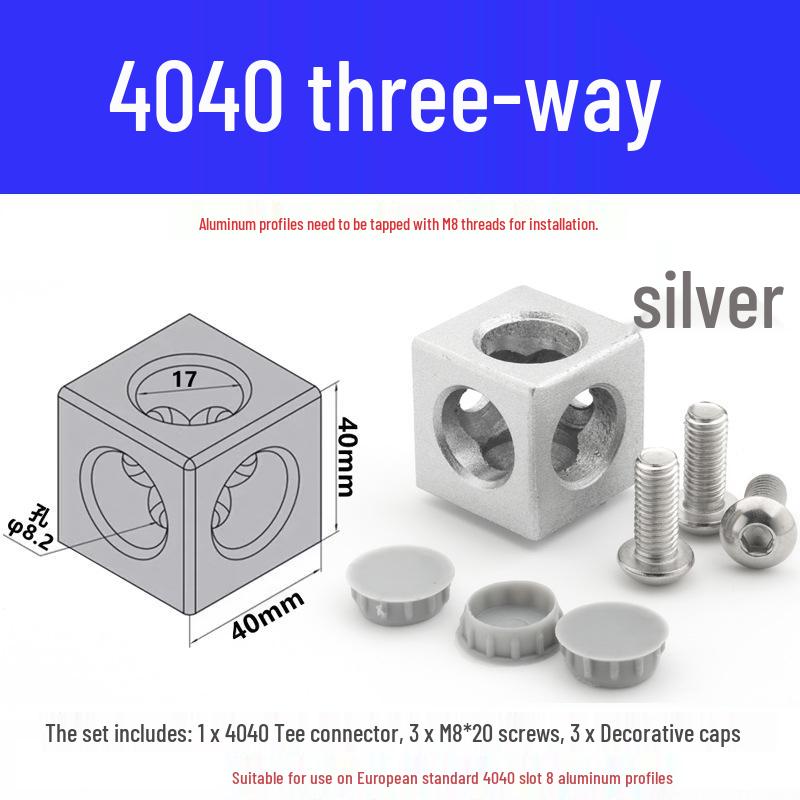 Standard Euro 3030/4040 Aluminiowy Trójstronny Złącze Kątowe Prawidłowe do Profili Przemysłowych