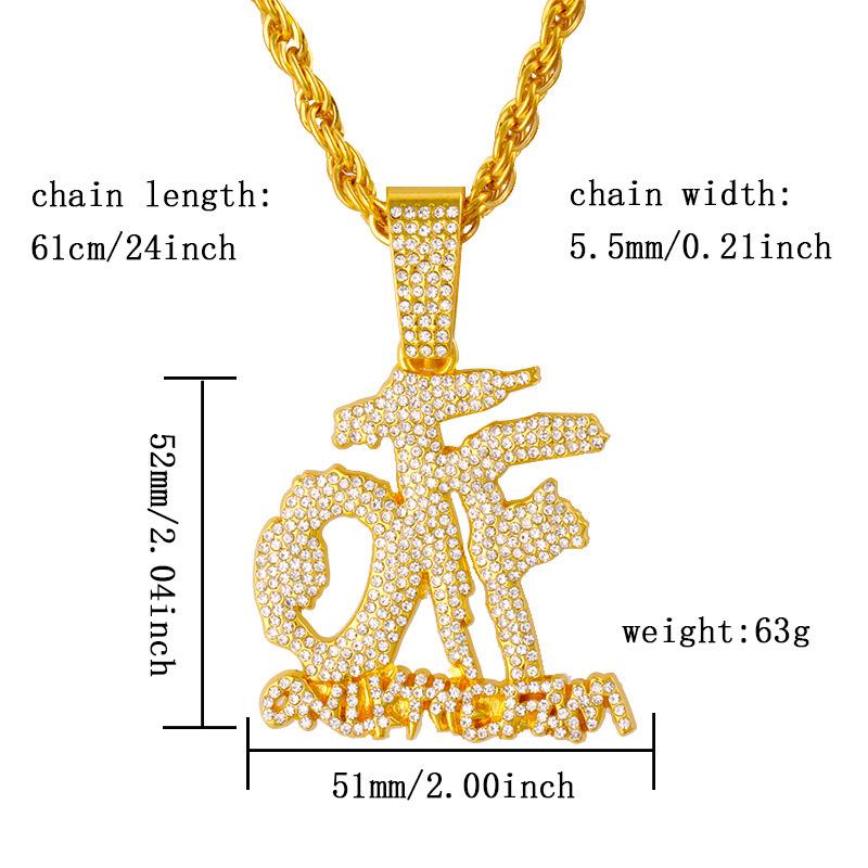 Full Diamond Patchwork Letter Pendant Necklace - Trendy Hip Hop Rap Cuban Jewelry