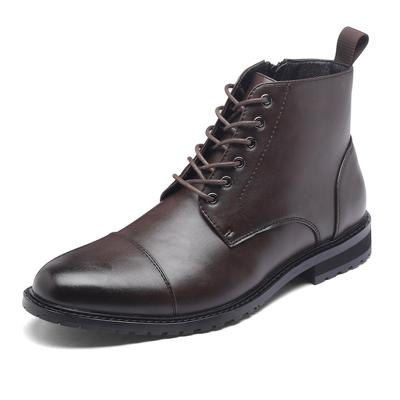 PAFHL Men's Business Shoes, Lace-Up, Side Zipper, Water-Repellent, Premium Leather, 3E, Short, Formal, Commuting (Dark Brown, Size 26.0)