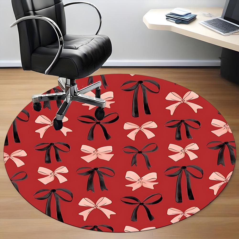 1pc Bow Pattern Carpet for Office Non-Slip, Round Carpet, Soft & Comfortable, Carpet for Office, Lightweight Round Floor Mat
