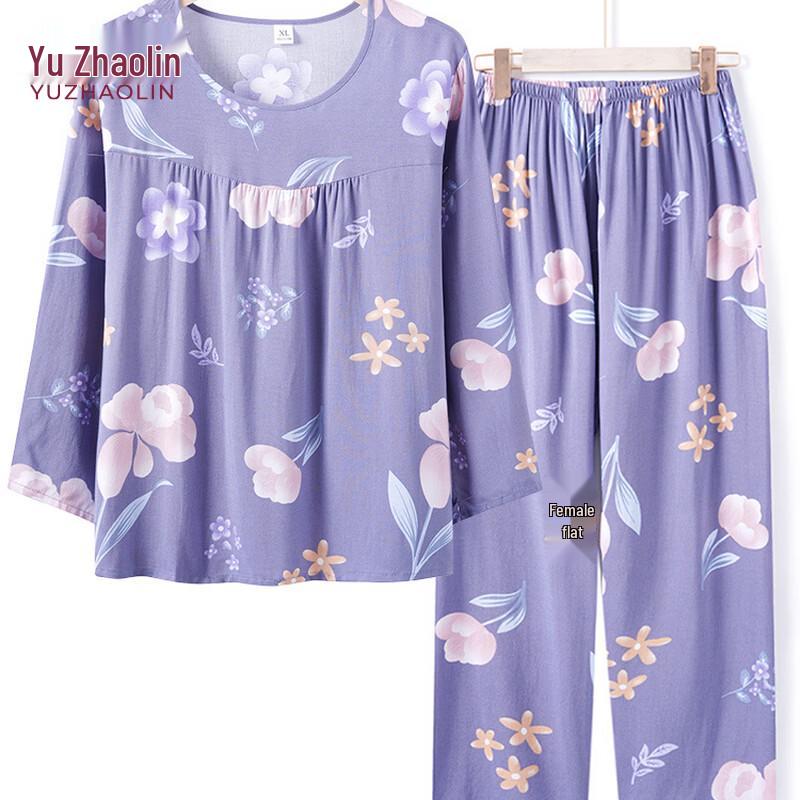 YUZHAOLIN Elder Women s Summer Casual Two-Piece Set XL фиолетовый