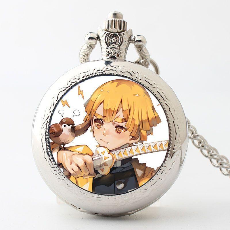 Demon Slayer Peripherals Kamado Tanjirou Pocket Watch Watch Cartoon Necklace Student Simple Anime Creative Holiday Gift
