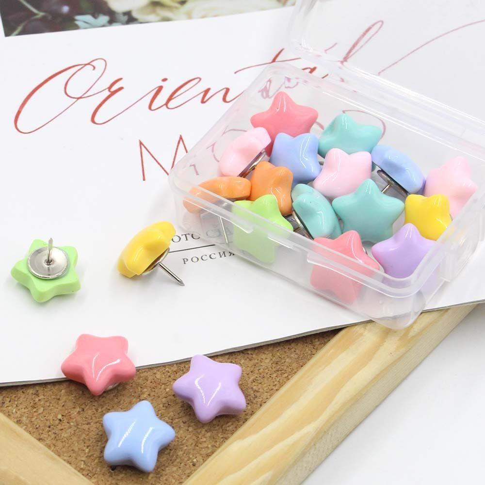 20/50Pcs DIY Star Shape Pushpins Macaron Blackboard Push Pins Portable Decorative Studs Corkboard