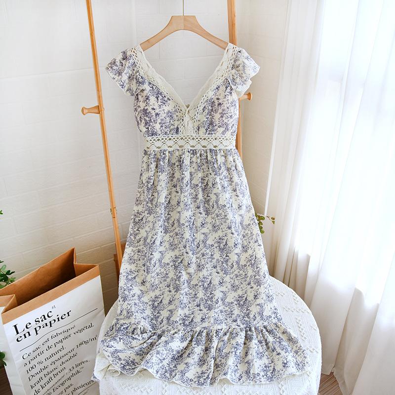 Cămașă de noapte de vară fără mâneci Rochie de noapte Femei Pijamale Bumbac Pur Rochie Pijamale Femei Îmbrăcăminte de noapte Gât în V Rochie de casă