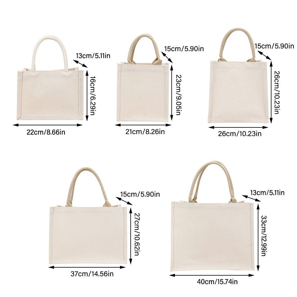Reusable DIY Hand Drawn Canvas Bag Foldable Beige Blank Tote Sack Large Capacity Travel Shopping Bag