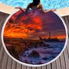 Lonely Lighthouse Printed Round Beach Towel,Polyester Sand Resistant Beach Blanket,Absorbent Quick Dry Pool Towel Picnic Mat