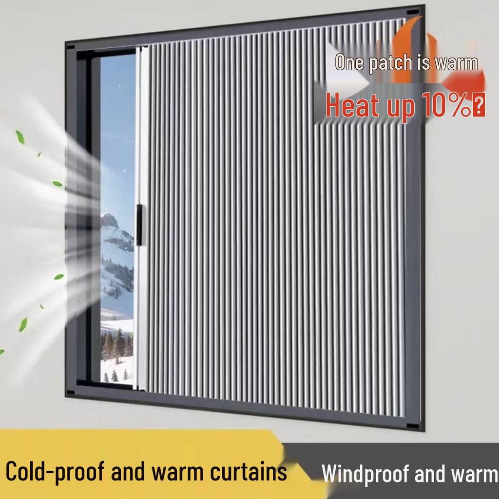Aluminum Alloy Honeycomb Insulated Windproof Folding Window Curtain with Sliding Screen and Sun Protection