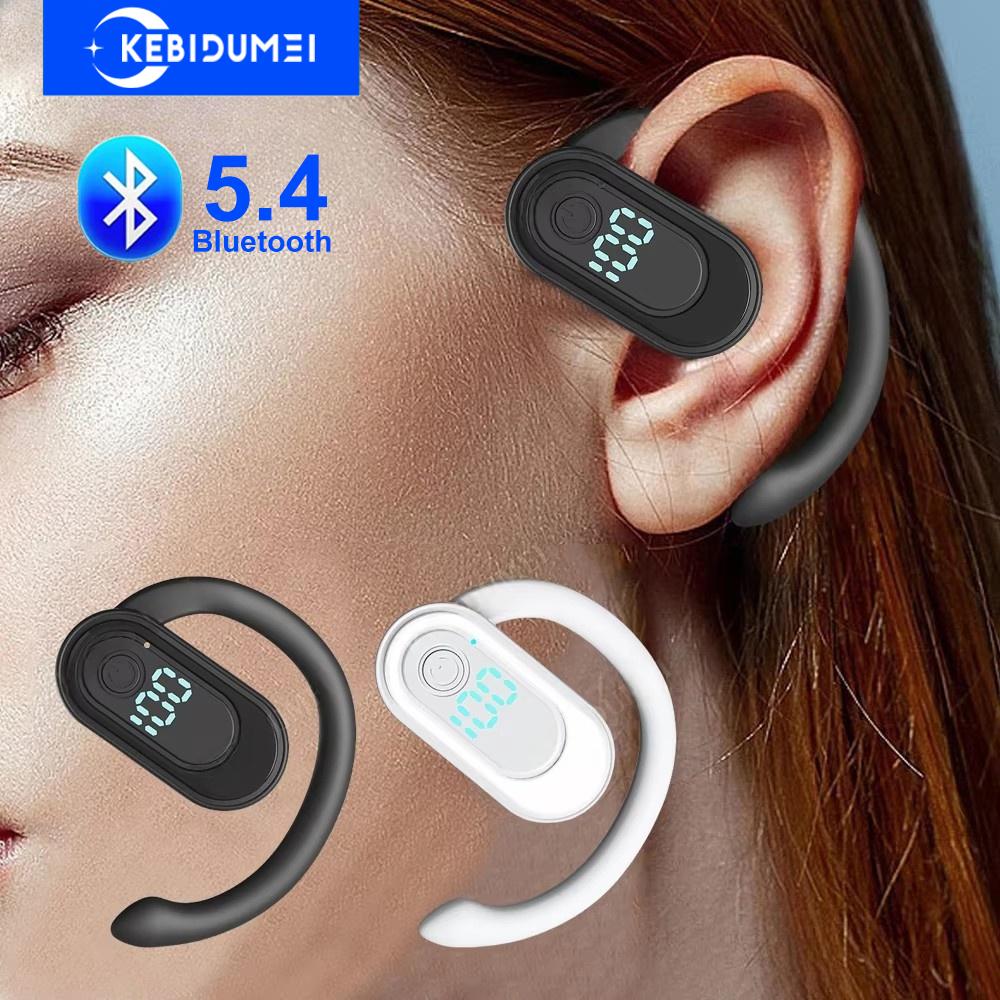 

Bluetooth 5.4 Навушник Завушний гачок Бездротовий навушник Обертання на 180° LED-дисплей Hi-Fi Стерео Шумозаглушення Гарнітура для спорту, бізнесу, музики Вкладиш чорний