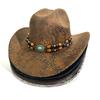 Retro Beaded Western Cowboy Hat Men'S And Women'S Vacation Beach Fashion Summer Snake Top Hat