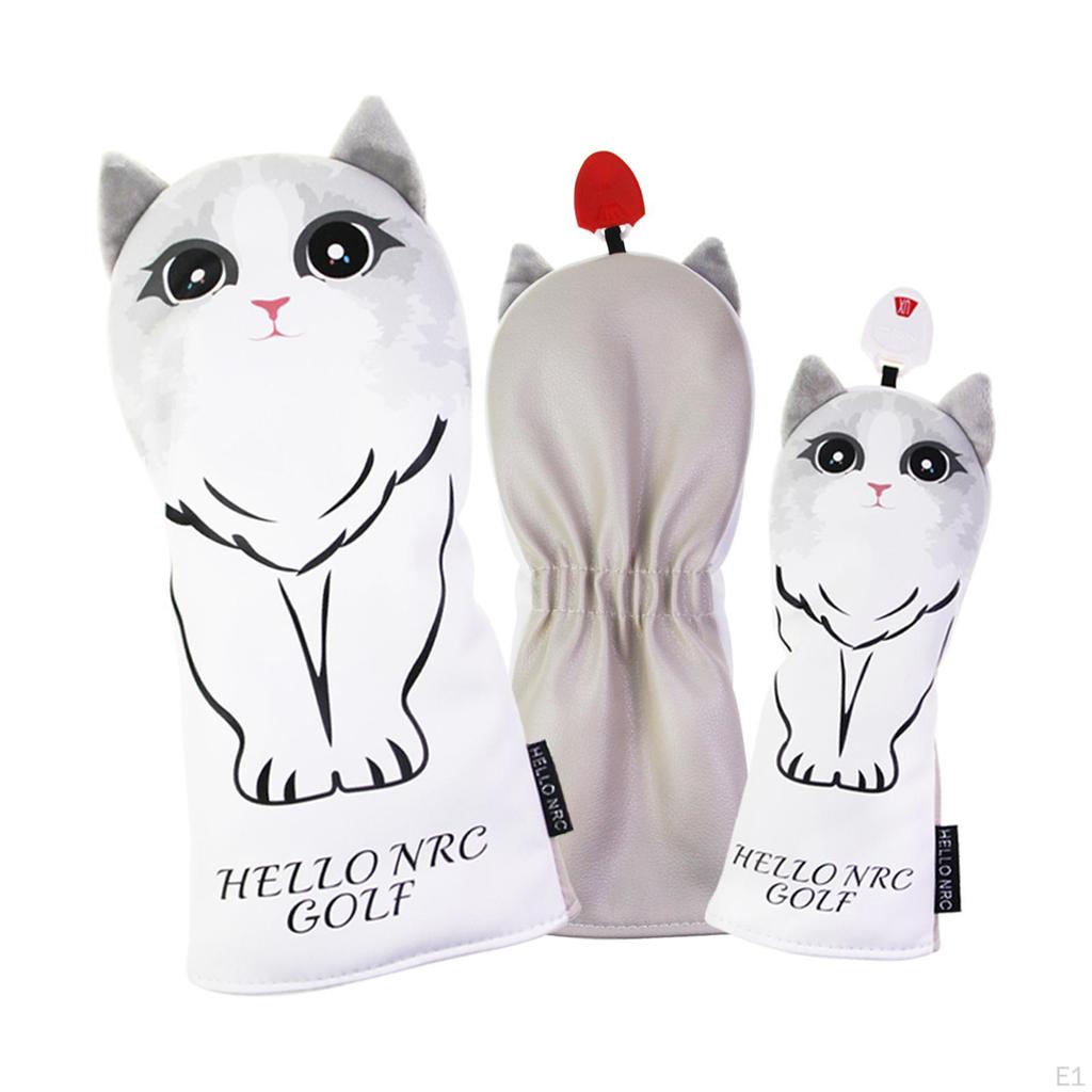 3pcs / 4pcs UT Cat Pattern Golf Hats wood top Cover, Guard Neck Cover