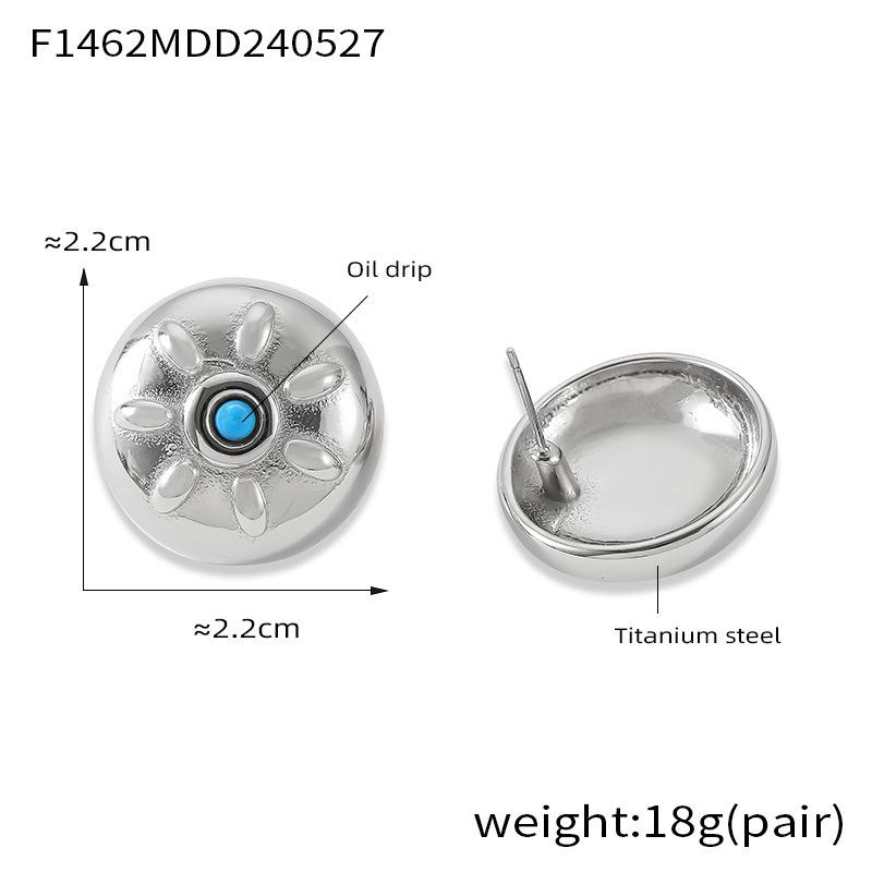 18K Gold Plated Titanium Steel Sun Design Enamel Stud Earrings - Fashionable, Non-Fading.