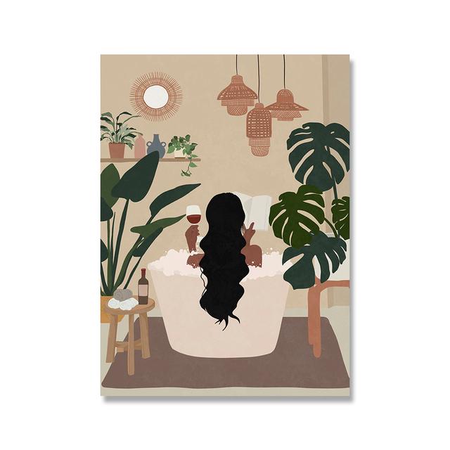 Severská černoška vykoupat se ve vaně Nástěnné umění Malba na plátně Plakáty a tisky Nástěnné obrazy do obývacího pokoje Domácí dekorace