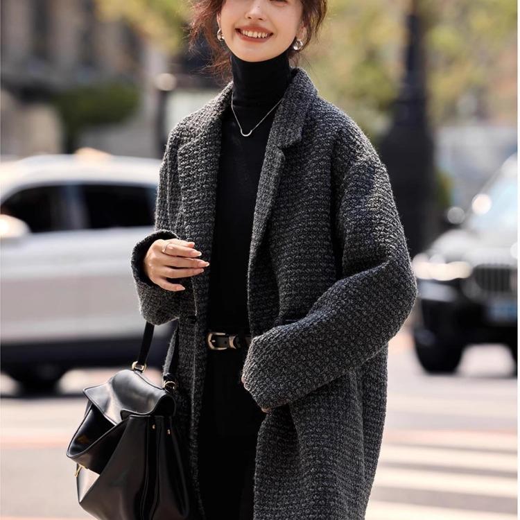 Temperament New Style Commuter Coat Versatile Midlength Jacket Silhouette Small Fragrance
