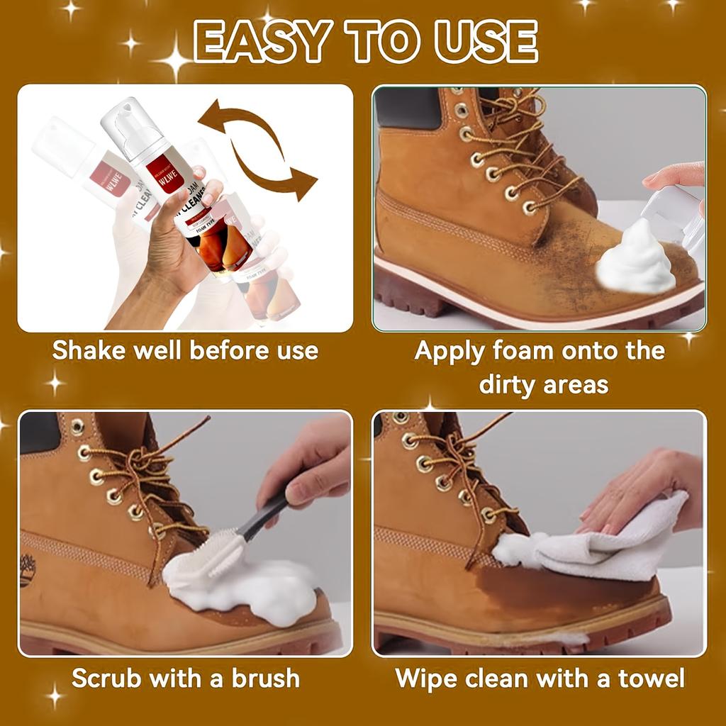 Suede and Cowhide Shoe Care Kit Foam Cleaner,Residue-Free Formula for Snow Boots,Knit Shoes,Canvas Sneakers,Sports Shoe Cleaner