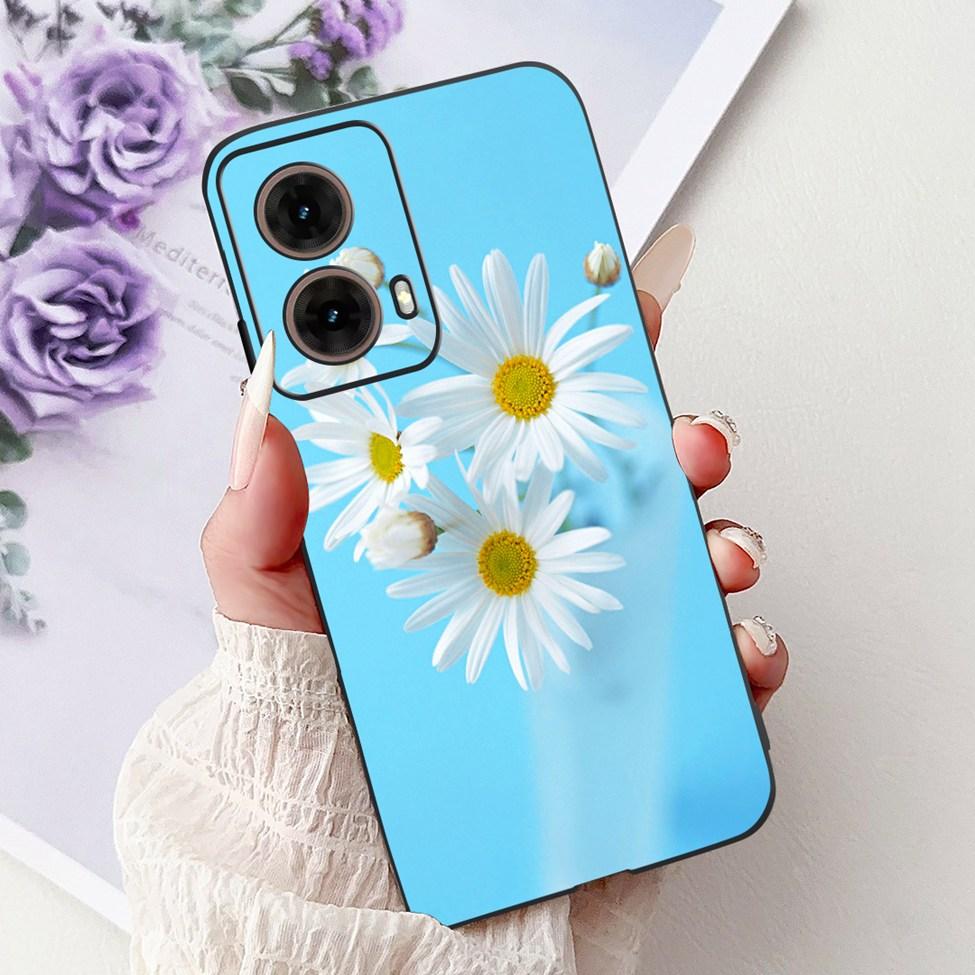 For Motorola Moto G85 Case Silicone Cute Cat Fashion Flowers Painted Back Cover For Motorola G85 Moto G85 Phone Case XT2427-3