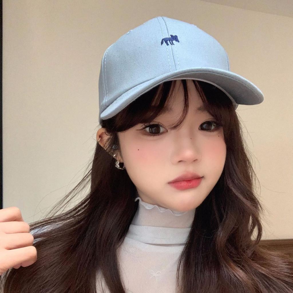 Neue koreanische bestickte Baseballkappe mit kleinem Fuchs für Männer und Frauen mit breiter Krempe, die ihre Gesichter zeigen, und kleine Entenküken-Hüte zum Reisen, Sonnenhüte