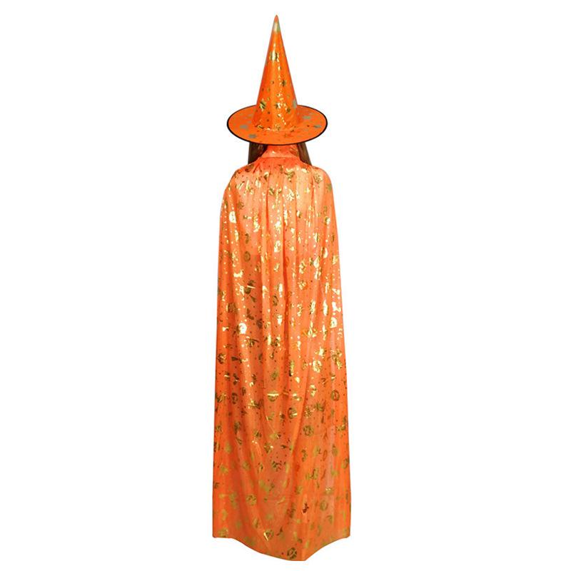 Gold Stamped Pumpkin Halloween Cape for Kids & Adults