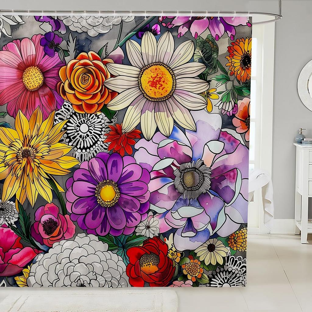 Kawaii Cat Shower Curtains,Cute Pets Animal Bathroom Curtain Girls Boys Teens Adult Room Decor,Pink Bowknot Heart Waterproof