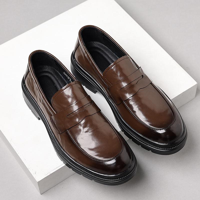 Genuine leather cowhide men's leather shoes casual overalls soft-soled shoes wear-resistant flow one-pedal loafers