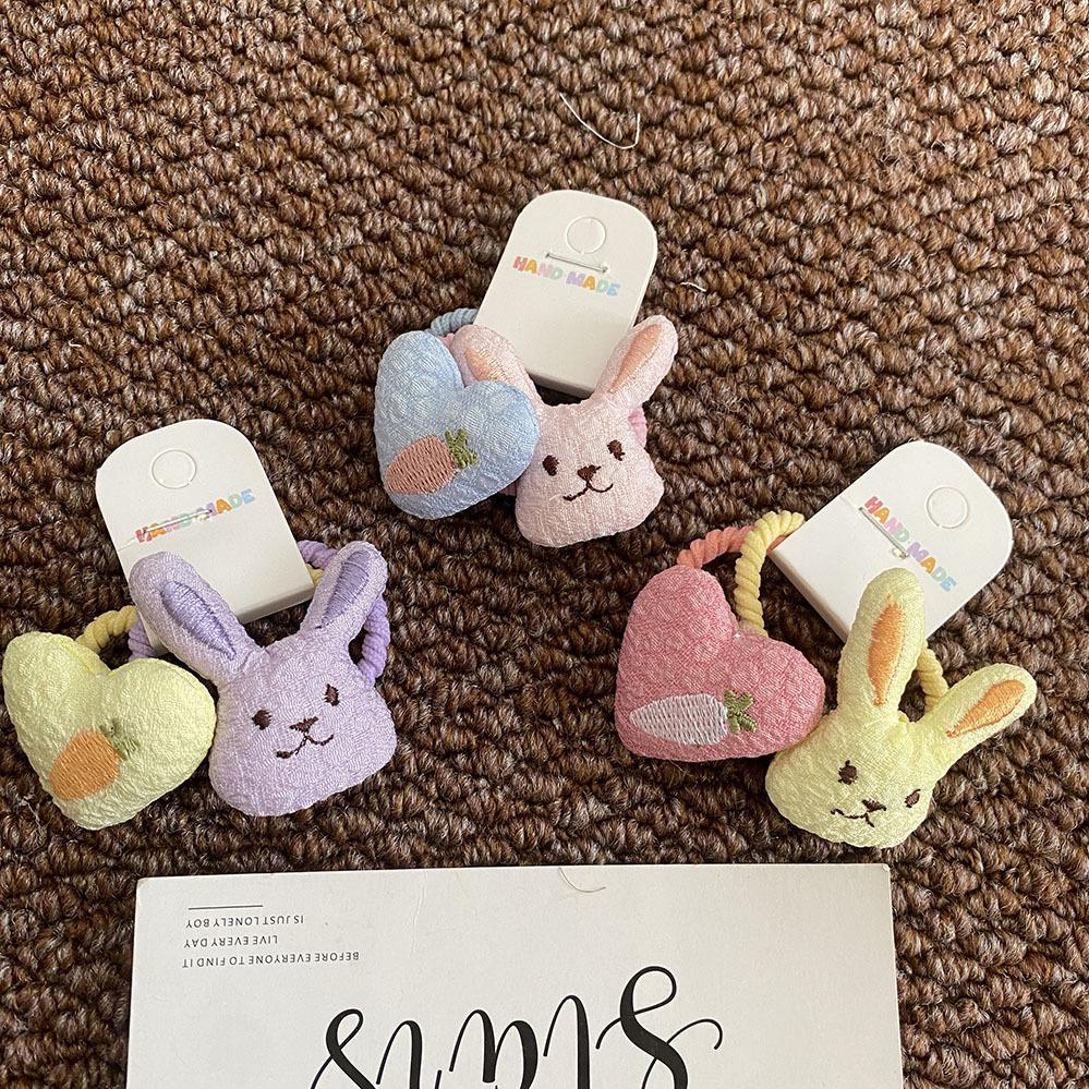 Rabbit Heart Cute Cartoon Animal Hair Ties for Kids - Korean Style Fabric Hair Accessories