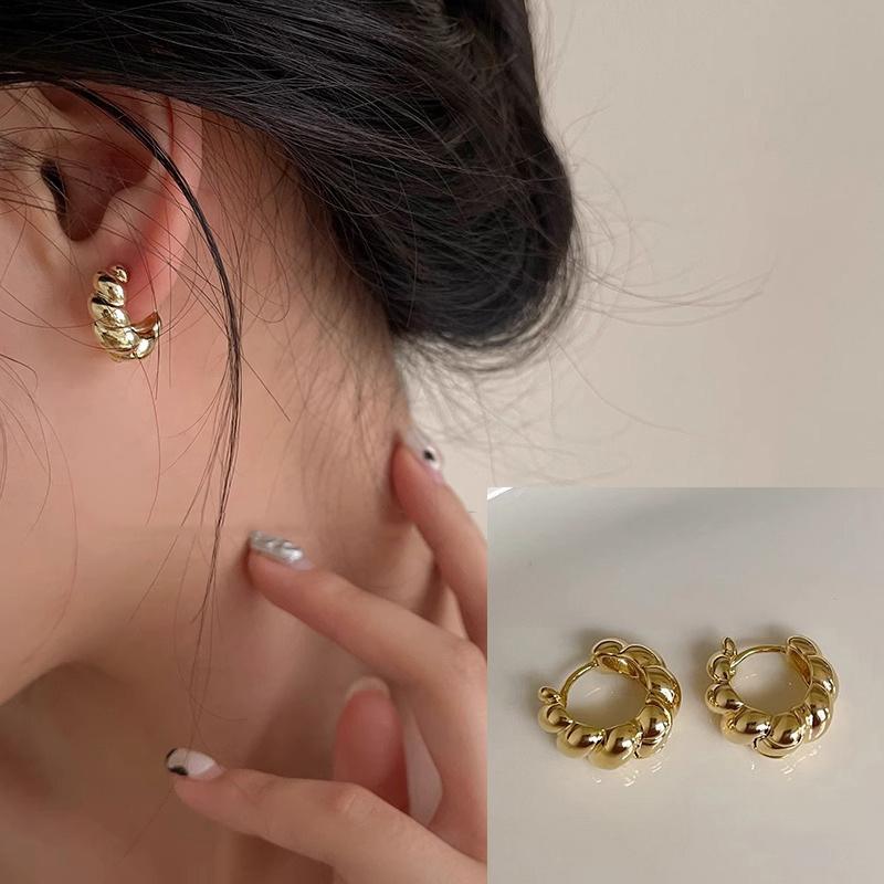 VENTFILLE 925 Sterling Copper Chunky Hoop Earrings for Women Geometric Circle Punk Ear Zircon Party Gifts 2023 New Dropshipping