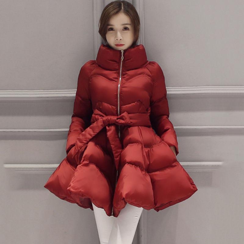 Winter Clothes New Thickened Warm Cotton-padded Clothes Female Slim-fit Large-size Puffy Skirt Cotton Clothes Waist Jacket