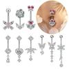 1Pcs  Stainless Steel Zircon Belly Button Ring Butterfly Flower Belly Button Stud Micro-Set Round Belly Button Piercing