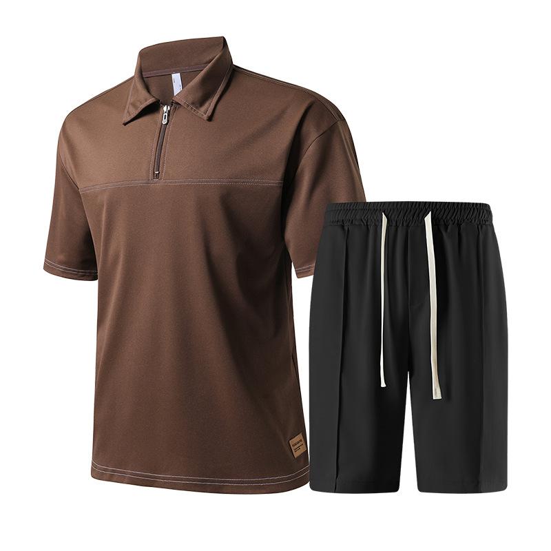 Lockere Shorts mit Reißverschluss POLO Eisseide Herren Freizeit Sport Set
