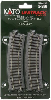 KATO HO Gauge Curved Track 4 Pieces Railroad Model Supplies R370-22.5° 2-280