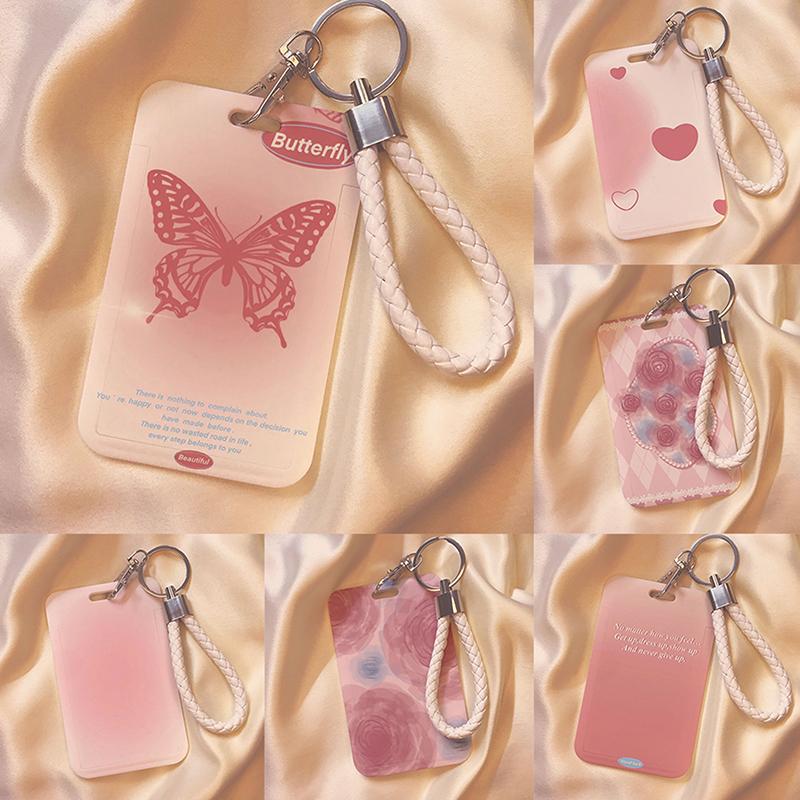 1Pc Women Men Business Card Holder Cartoon Cute Credit Card Holders With Keyring Bank Id Holders Badge Child Bus Card Cover Case