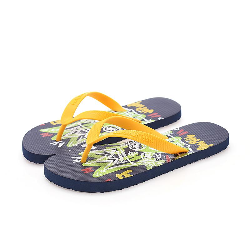 New Flip-flops Men's Summer Trend Outer Wear Flats Personalized Totem Pinch Beach Slippers