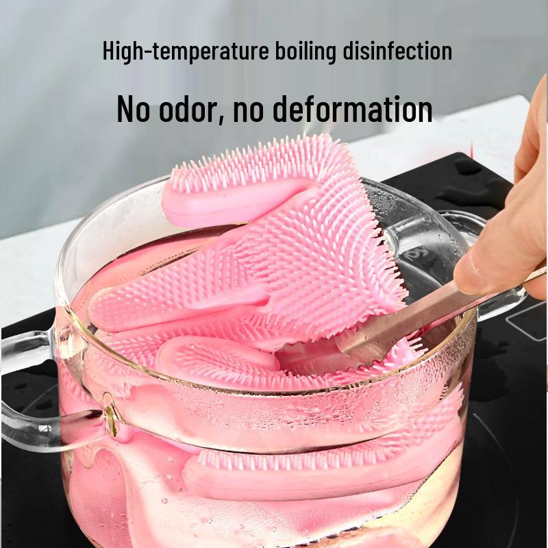 Silicone Dishwashing & Pet Care Gloves: Anti-Scratch, Thickened, Multi-Use, Extended Design