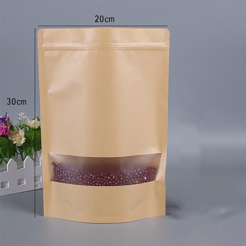 

Кухонная пищевая бумага Крафт-мешок Мешки для хранения с окошком Самозапечатывающаяся упаковка 20x30cm