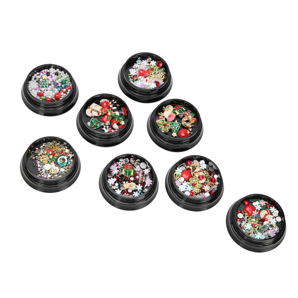 8pcs Christmas Nail Art Rhinestones Alloy Rivet Beads Nail Decoration Manicure Tool