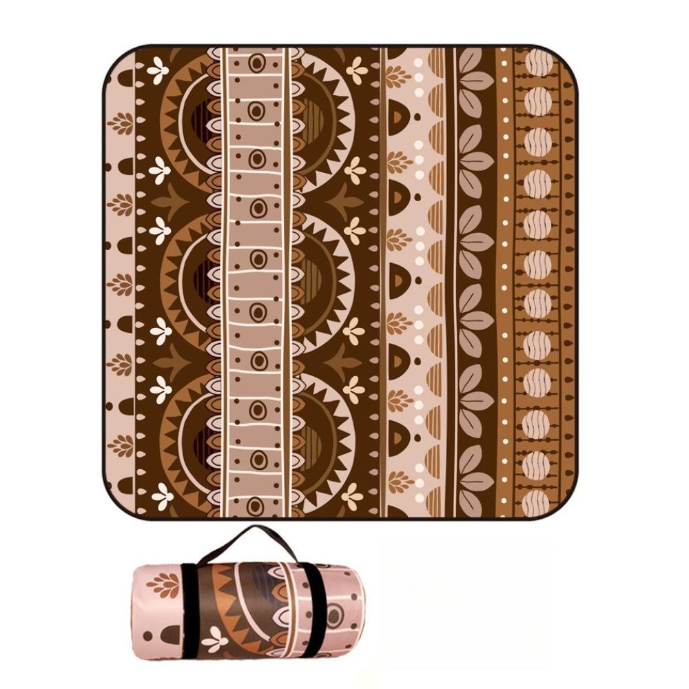 Vintage Print Picnic Blanket Waterproof Outdoor Camping Mat Carry Strap Foldable Travel Rug for Beach Park