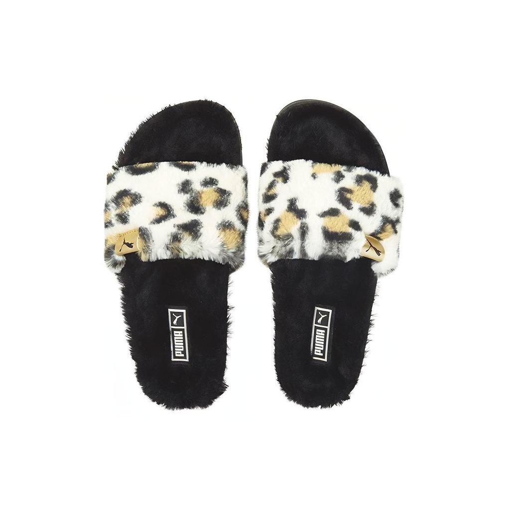Puma Leadcat 2.0 Thick Sole Outdoor Leopard Print Slide Sandals Women Sandals White 385804-01