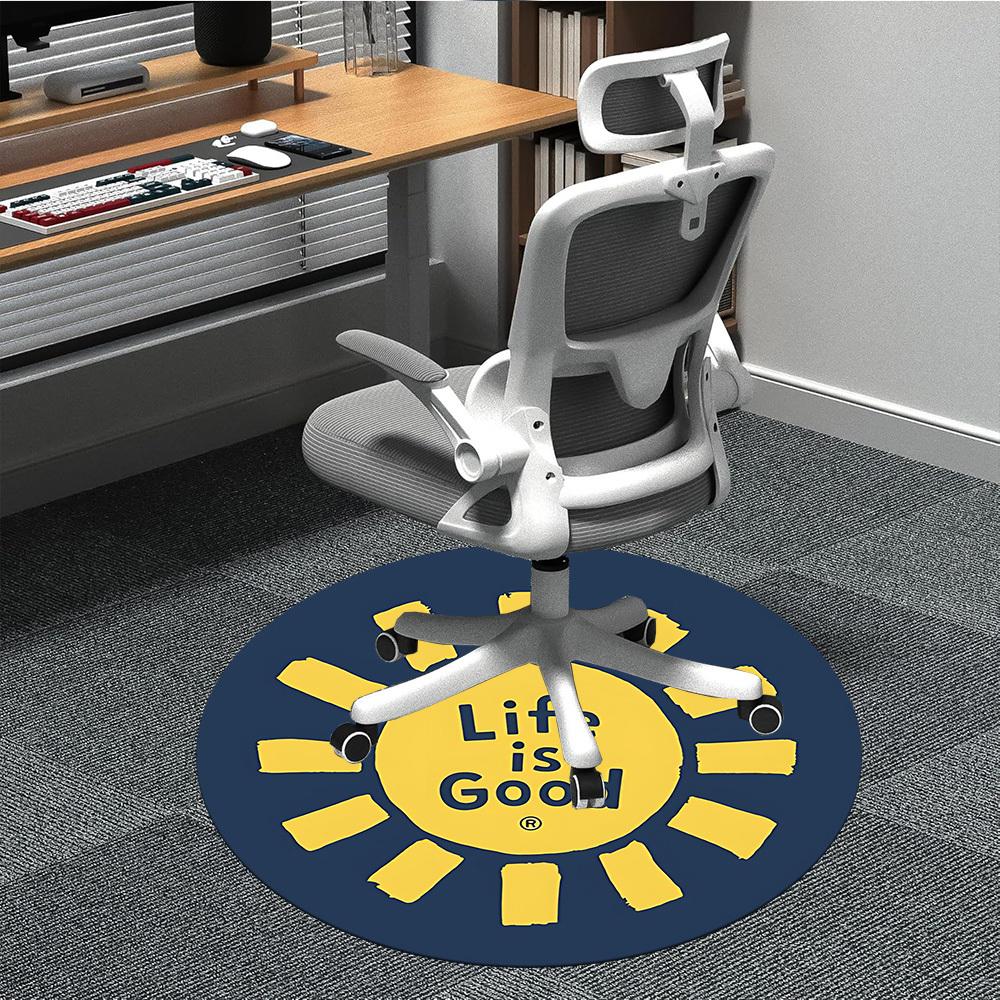 

1PC Sun, Life is Good Chair Carpet for Office, Indoor Non-Slip Washable Carpet, Soft Comfortable Mat For Office Room yy250930071 80cm by 80cm