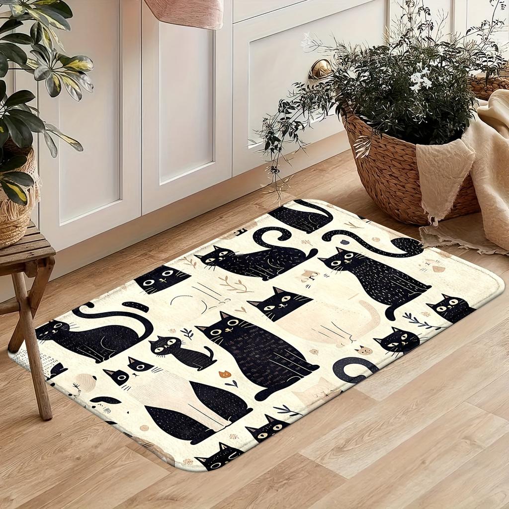 1 alfombra de cocina antifatiga con estampado de gatos, impermeable, antideslizante, gruesa y acolchada, resistente y cómoda.